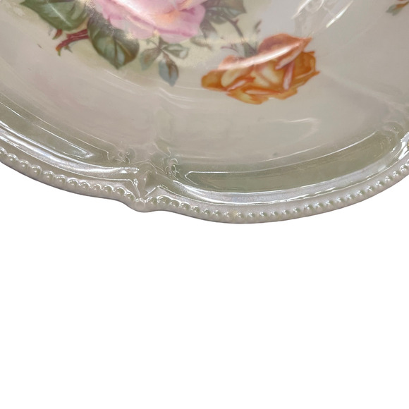 Vintage Hand Painted Serving Bowl 10.5" Made In Bavaria Roses‎ Floral Scalloped - Picture 5 of 8